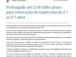 Matrículas para o 5.º ano